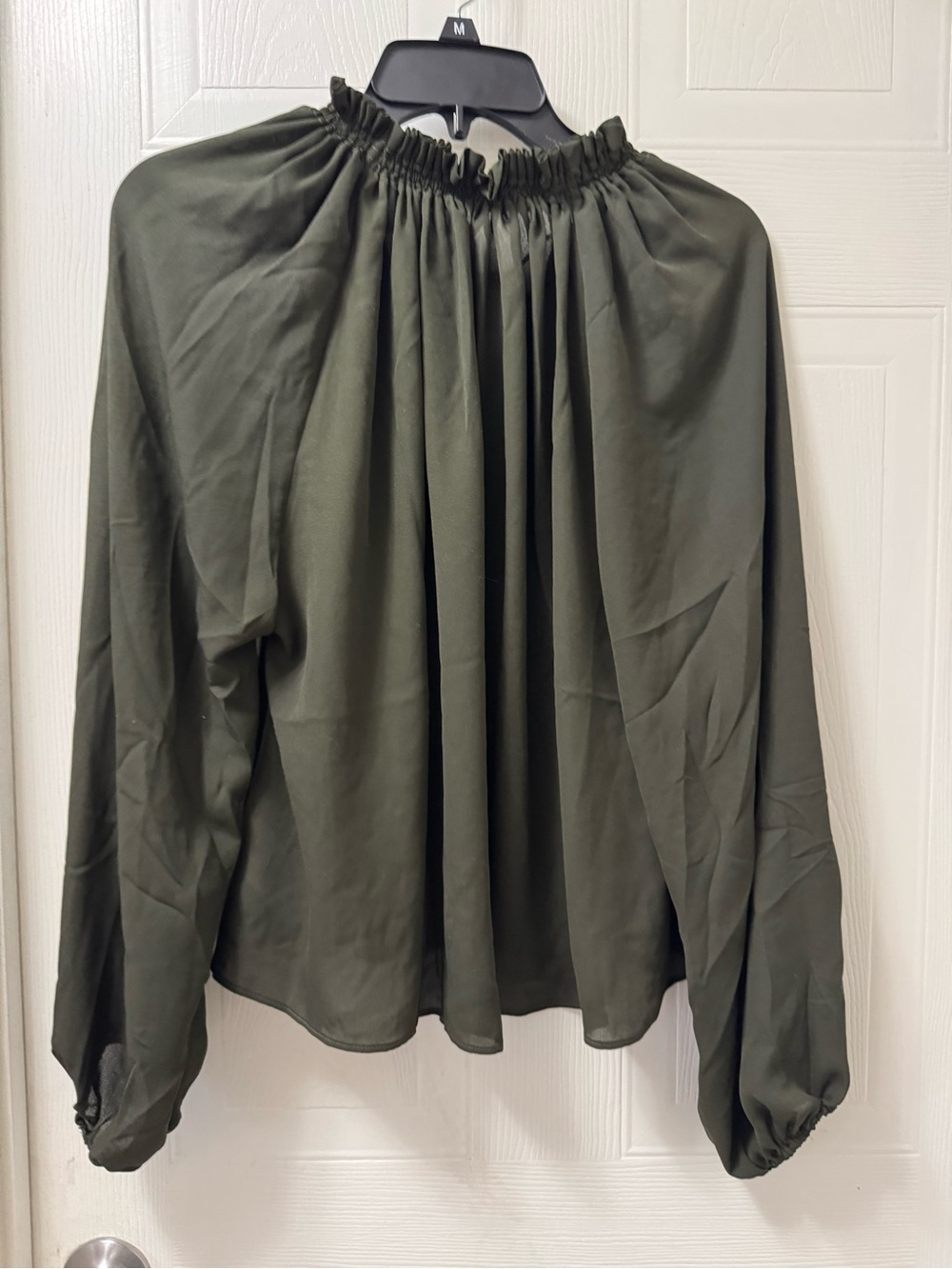 Madewell Olive Smocked-Neck Peasant Blouse - Picture 7 of 8